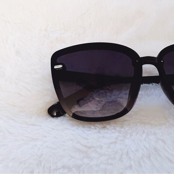 Giselle Black Oversized Cat Eye Sunglasses - Picture 6 of 11